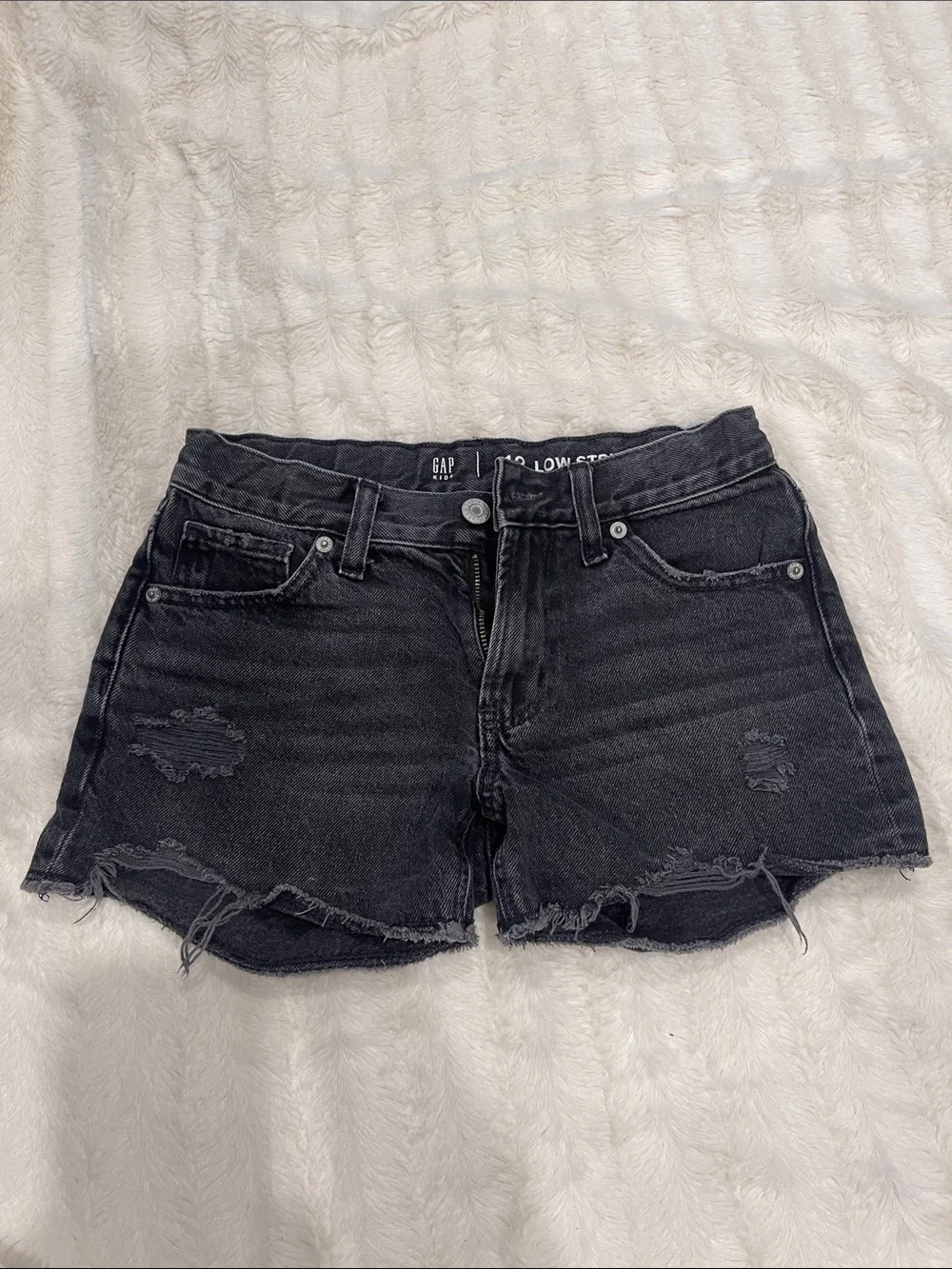 GAP Black Distressed Frayed Hem Denim Shorts